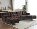 PaPaJet 124 Inch Sectional Sofa 6 Seater Modular Sectional Couch with Metal Legs U Shaped Sofa Couch for Living Room Dark Brown
