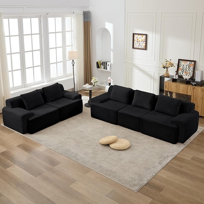 KIGOTY Modular Sectional Sofa Set 5 Pcs Comfy Cloud Sectional Couch with Deep Seat Modern Boneless Couch for Living Room No Assembly RequiredBlack