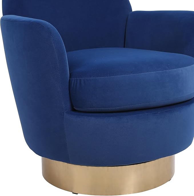 Set of 2 Swivel Accent Chair Modern Velvet American Design Swivel Round Barrel Chairs Upholstered Cozy Style for Living Room Bedroom Home Office (Velvet Navy 2-Pack)