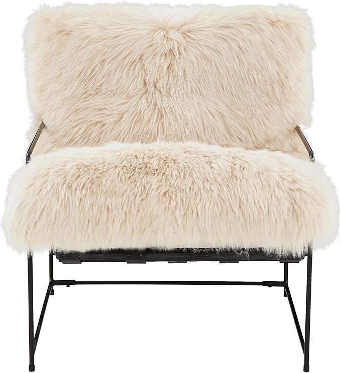 Tov Furniture Kimi Natural Genuine Sheepskin Upholstered Living Room Accent Chair