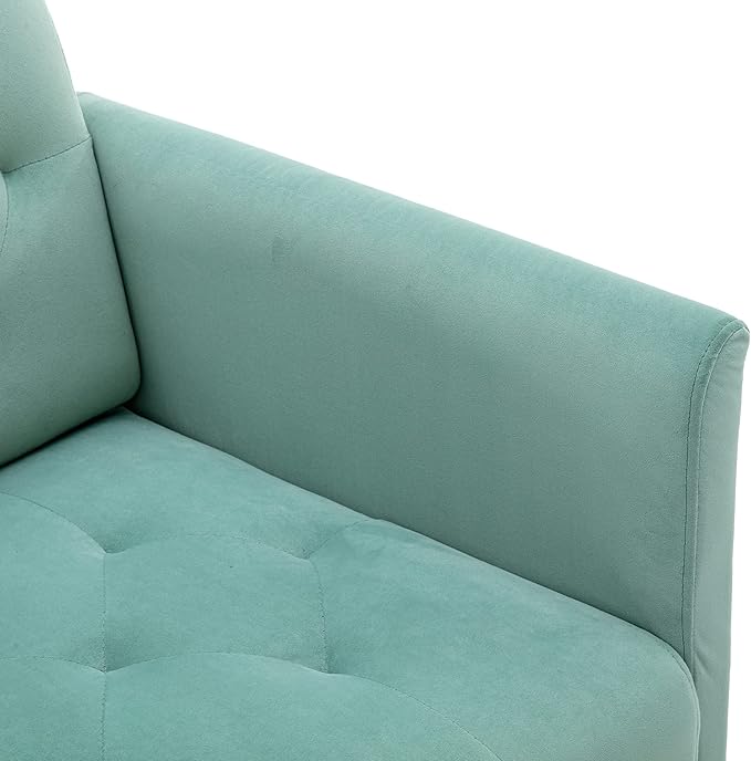 Modern Accent Chair Upholstered Single Sofa Arm Chair for Living Room and Bedroom Upholstered Comfy Armchair Chair with Solid Tapered Metal Legs (Mint Green)