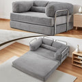 Folding Sofa Bed Convertable Corduroy Couch Convertible Sofa with Fixed-Shape Frame Modular Sectional for Living Room No Assembly Compression Foldable Sleeper (Gray)