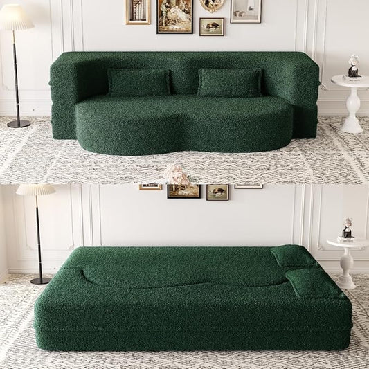 JOYBASE 78in Sofa Couch Convertible Oversized Cloud Loveseat Minimalist Sleeper Sofa Bed for Living Room Apartment Office No Assembly Required (Green)
