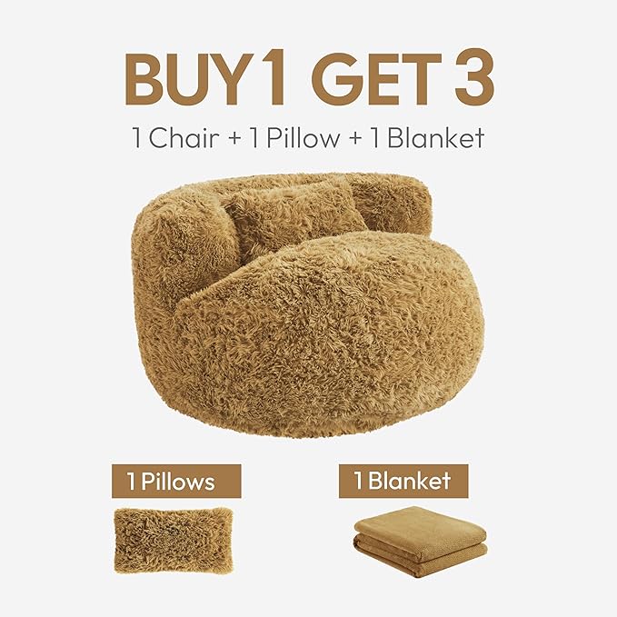 CHITA Compact Expandable Lounge Chair with Pillow Ideal for Living Room Golden Glow
