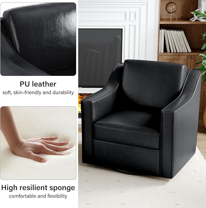 Swivel Accent Chair Modern Round Barrel Arm Chair for Living Room Bedroom Comfy Club Reading Chairs for Adults