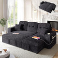 90 Inch Sleeper Sofa Bed 4 in 1 Pull Out Couch Bed with Adjustable Backrest | Reversible Storage Chaise | Wide Armrest | Tool Free Assembly Sectional Couches for Living Room Black Chenille