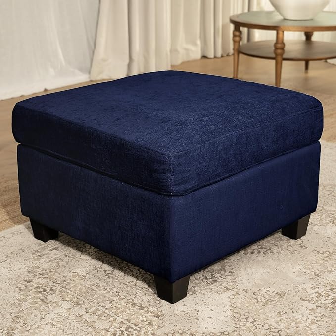 Modern Sofa Modular sectional Cloud Couch with 2 Ottomans 6-seat Chenille deep-seat with Storage and 6 Pillows for Living Rooms bedrooms and Apartments (Dark Blue 1Ottoman)