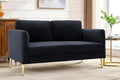 Modern Corduroy Loveseat – Mid-Century Small Sofa 60.63” Wide Plush Upholstered Cushions Solid Wood Frame Compact Living Room &amp Apartment Furniture Black