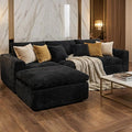 Boneless L-Shaped Modular Couch - 108 Inch Cloud Corduroy Sectional SofaDeep Seating Comfort No Assembly Ideal for Apartments &amp Living RoomsBlack