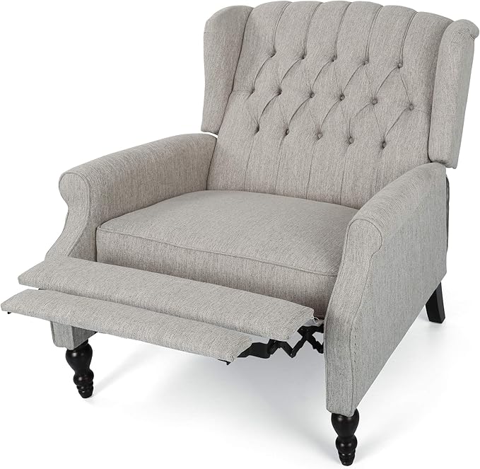 KEIKI Push Back Chair Wide Recliner Sofa Modern Chaise Lounge with Wing Back and Nailhead Trim for Bedroom and Living Room