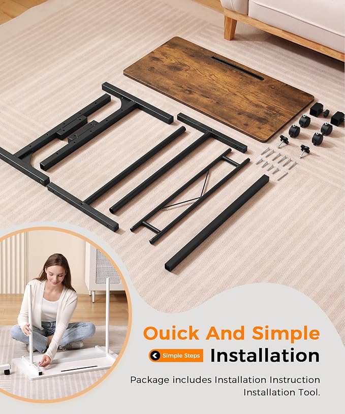 Standing Desk Adjustable Height Mobile Stand Up Desks with Wheels Small Computer Desks Rolling Desk Portable Laptop Desks Rustic Standing Table Sit Stand Home Office Desks 16x31.5 Height 27-43.5