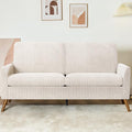 68 Loveseat Sofa Comfy White Corduroy Couches for Living Room Mid Century Modern Love Seat Sofa Tool-Free Setup Small Couches for Bedroom Office