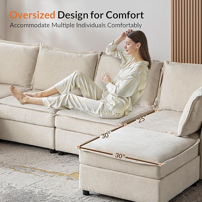 HULALA HOME Backrest Cushion for Sectional Sofa Couch Beige