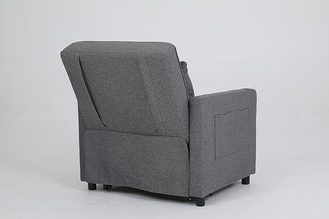KEIKI Sleeper Chair Bed 3-in-1 Convertible Pull Out Sleeper Chair Bed Convertible Sofa Bed with USB Ports Side Pocket Single Armchair for Small Spaces Living Room Apartment Antique Grey