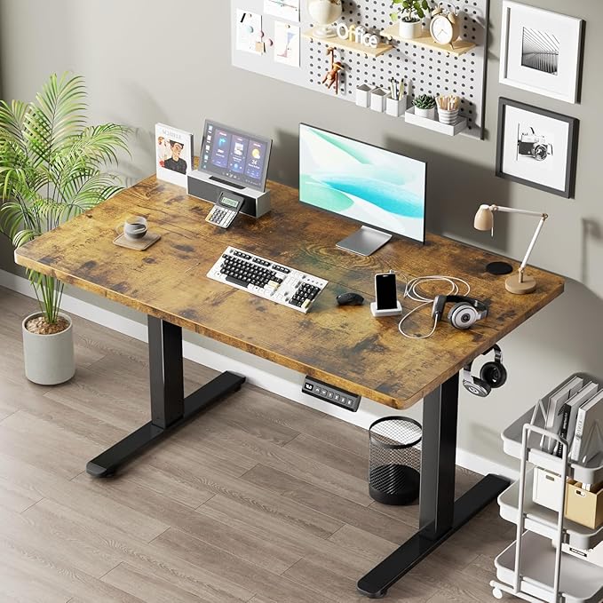 Dual Motor Standing Desk Frame with 330 lbs Electric Adjustable Legs Compatible Desktop Size 40″-90″ 3 Memory Height Settings Stand up Desks Frame Workstation Black Frame Only