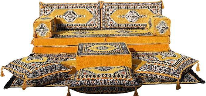 arabicsofa Arabic Jalsa Floor Sofa – Traditional Handmade Floor Cushion Sofa for Living Room