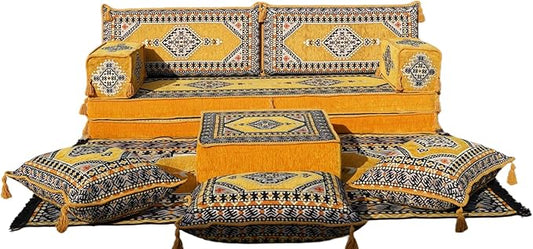arabicsofa Arabic Jalsa Floor Sofa – Traditional Handmade Floor Cushion Sofa for Living Room