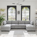 129” Modular Sectional Sofa Convertible 6 Person U Shaped Couch with Storage 2 Removable Ottomans &amp Deep Seats Memory Foam Comfy Modular Couch for Living Room (Grey 6 Seat)