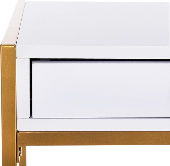 Safavieh Home Office Elodie Modern White and Gold 1-drawer Desk
