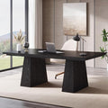 Tribesigns 63-Inch Executive Desk Large Office Computer Desk with Double Pedestal Modern Simple Workstations Writing Table Conference Table Business Furniture for Home Office Black