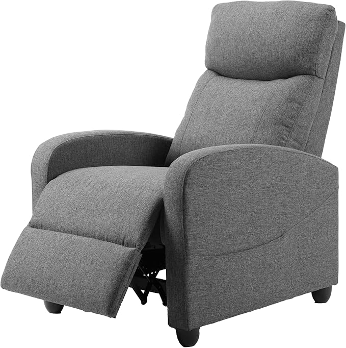 HealSmart Adjustable Push Back Recliner Chair Soft Fabric Lounge Sofa for Reading &amp Relaxing Perfect Home Theater Chair for Living Room &amp Bedroom Grey