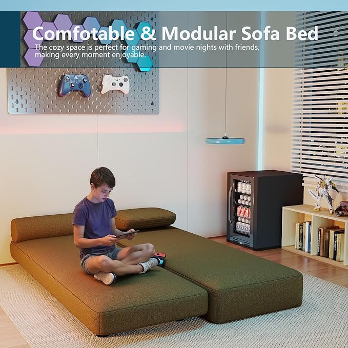Upholstered Daybed30'' Wide Convertible 60 Day Bed Twin to QueenExtendable Sofa Bed for Small SpaceGuest Room Living Room or Office (Coffee)