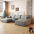 107 Cloud Modular Sectional Sofa with Movable Ottoman Comfy Boneless Sectional Couches for Living Room Fluffy Corduroy U Shape Floor Lounge Sofa Couch with Left Chaise Daybed