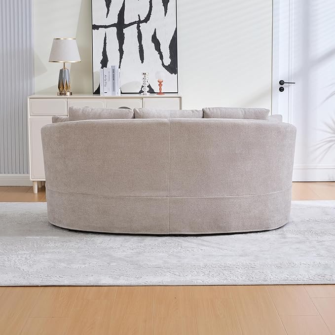 KEIKI 74” Curved Loveseat Sofa Curved Couches with 4 Removable Cushions Modern Luxury Plush Chenille Extra-Deep Seat Sofa for Small Spaces Living Rooms Bedroom Taupe