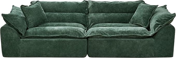 Hobestluk 104 Sectional Sofa Couches 3 Seater Modular Sofa Boneless Couch Cloud Couch with Removable Cushion Modular Sectional Couches for Living Room(Green)