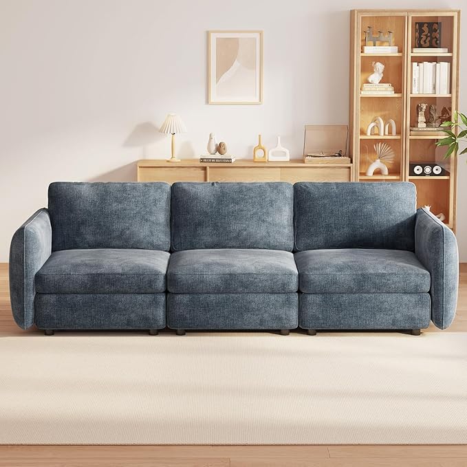Guyii Small 3 Seats Sofa Apartment Modular Sectional Couch 3 Seater Deep Seat Sofa for Living Room Bedroom Apartment Office