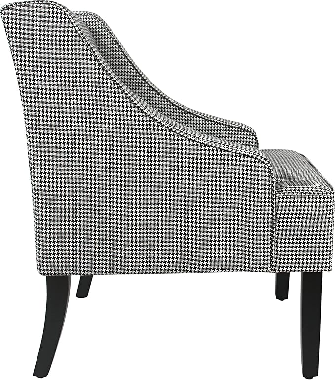 Homepop Home Decor | Upholstered Classic Swoop Arm Accent Chair | Accent Chairs for Living Room &amp Bedroom | Decorative Home Furniture Black and White