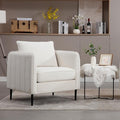 Mid-Century Modern Velvet Accent Chair - Plush Upholstered Armchair with Metal Legs 300lb Capacity Comfy Reading Chair for Living Room Bedroom or Office (Ivory)