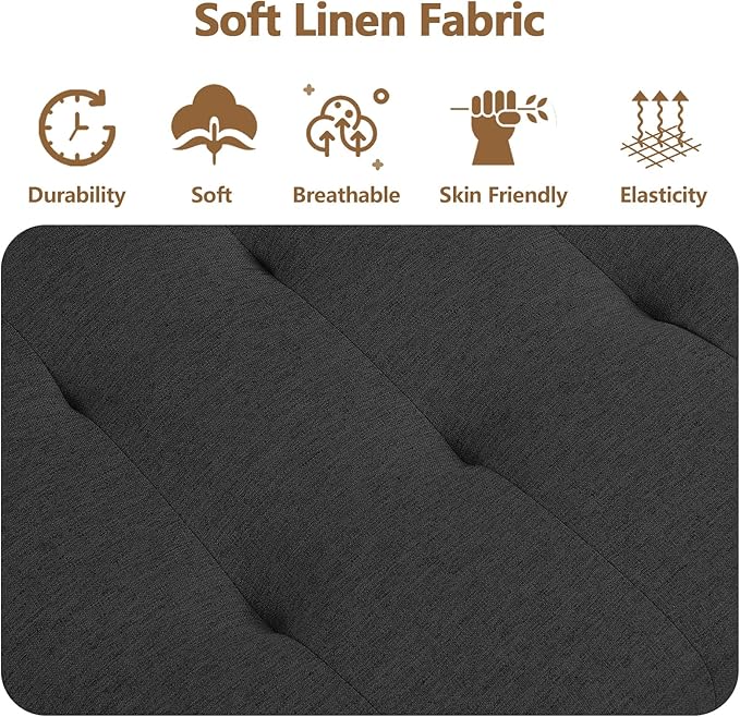Modern Convertible Futon Sofa Bed Adjustable Loveseat Futon Couch with Metal Legs Upholstered Sofa Bed with Wood Frame Sleeper Couches for Small Compact RV Living RoomOffice (Black-Fabric)