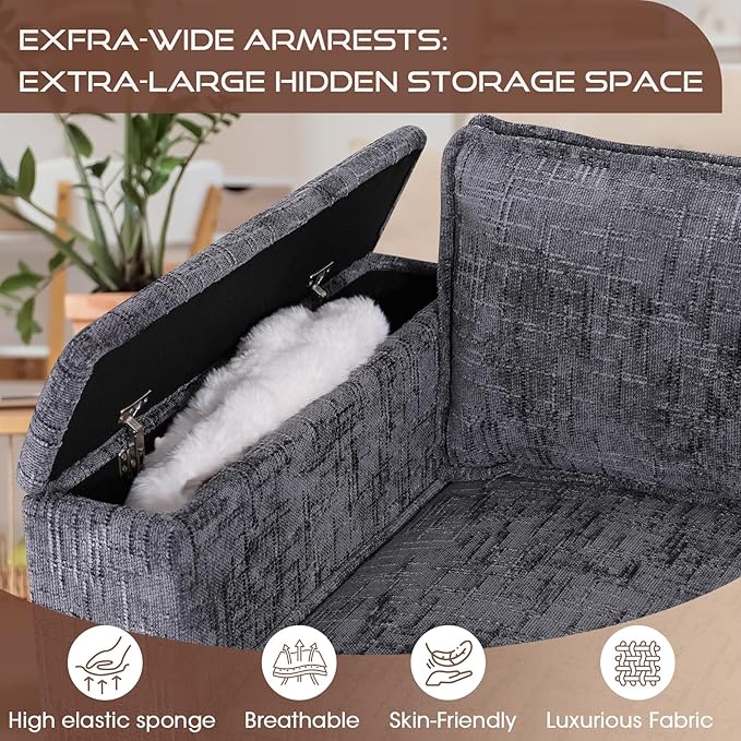 97 L Shaped Couch Corner Sofa 5 Seater Oversized Cloud Couch with 2 Pillows Modular Sectional Sofa Armrests with Two Hidden Storage Space Sectional Couches for Living Room Gray Textured
