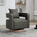 29.1 W Swivel Accent Chair with Open Back Modern Comfy Sofa Chair with Rubberwood Base 360 Degree Comfy Lounge Reading Armchair for Living Room Bedroom Nursery Office or Club (Gray+PU)