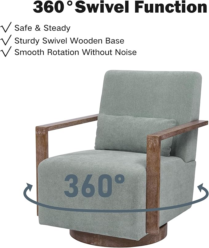 Chifee &amp Vingol 29.72 Swivel Accent Arm Chair Mid Century Modern Living Room Chair Set of 2 with Solid Wood Base &amp ArmrestGreen