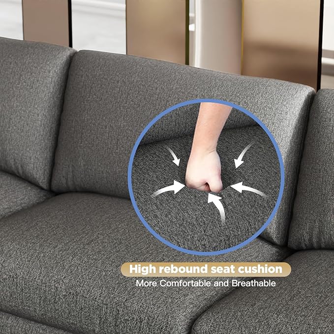 FDW Sofa Couch Deep Seat Sofa Couch 1-Seat Convertible Sofa Modular Sectional Sofa Couch for Living Room Bedroom Home Office Dark Gray