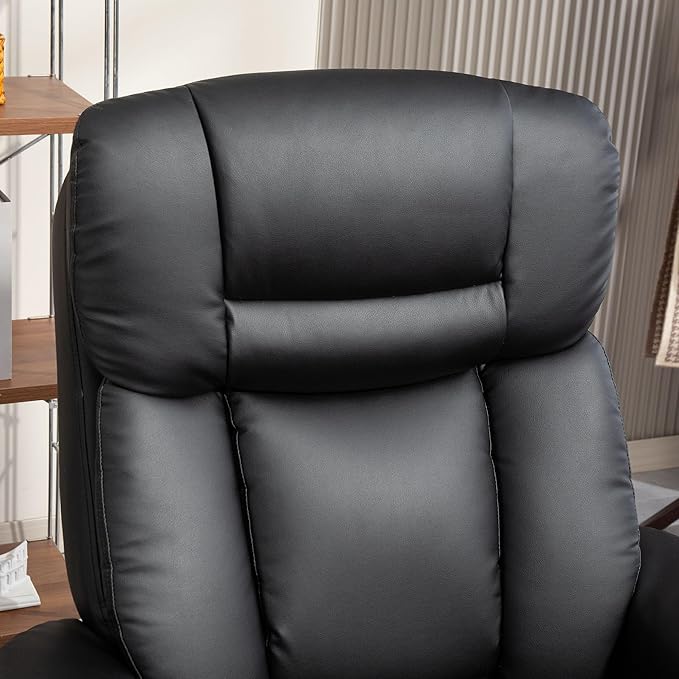 HOMCOM Recliner Chair with Ottoman PU Leather Swivel Recliner with Comfy Footrest Upholstered Adjustable Living Room Chair and Ottoman Set Black