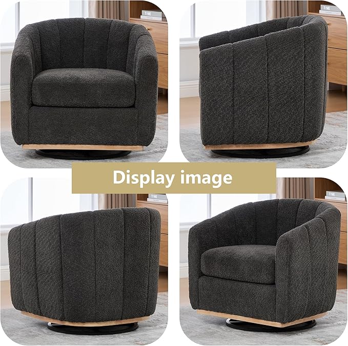 Chocolate Brown Swivel Accent Chairs Set of 2Wide Curved BackrestChenille Upholstered Swivel ChairSet of 2 Accent Chairs for Living Room