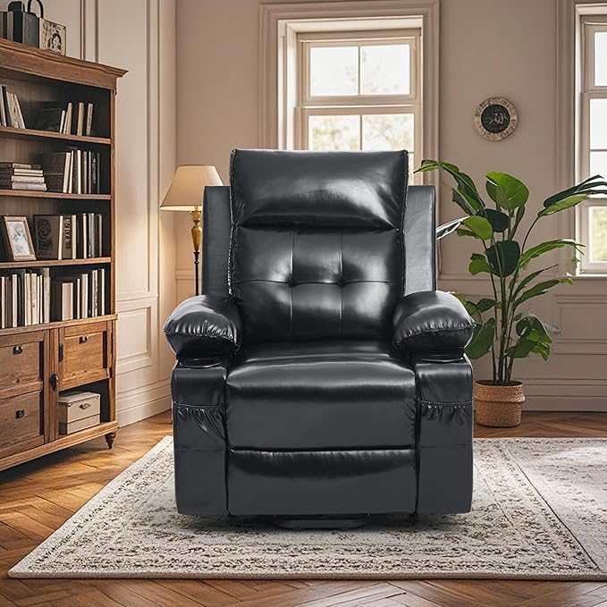 Power Lift Recliner Chair for Elderly with Massage &amp HeatPU LeatherElectric Recliner with USB PortsCup HoldersSide PocketsLift Chair for Living RoomBedroom