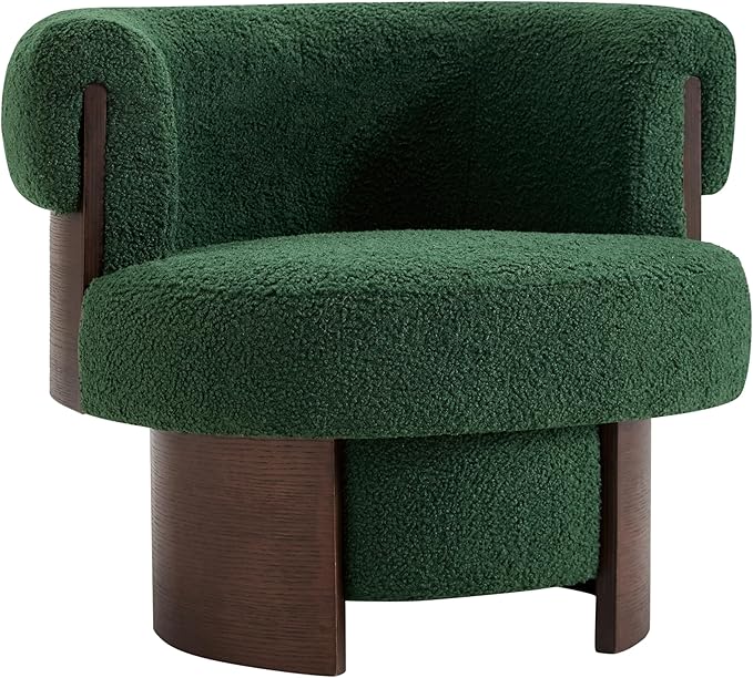Scott Living Scrolla Boucle Upholstered 360° Swivel Accent Chair Set of 2 Teddy Fleece Swivel Barrel Chair Modern Vanity Chair for Living Room Bedroom Green