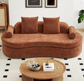 AVZEAR 78 Curved Loveseat Sofa Chenille Upholstered 2 Seater Couch for Living Room No Assembly Modern Love Seat Cloud Sofa with 2 Bolster Pillows &amp 2 Square Pillows High-Density Foam Orange