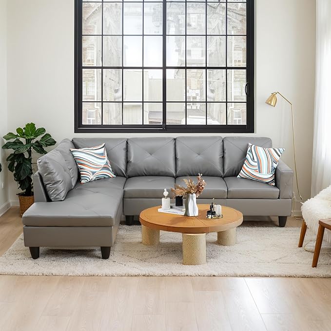 L-Shaped Combination Sofa Set Luxurious Synthetic Leather Living Room Sofa Suitable for Living Rooms Bedrooms Apartments and Offices