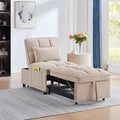 Multi-Function Convertible Single Sleeper Sofa Bed with Storage PocketsVelvet Tufted Pull-Out Couch Bed 4in1 W/Adjustable Backrest &amp PillowsChaise Lounge for Living RoomSmall SpaceTaupe