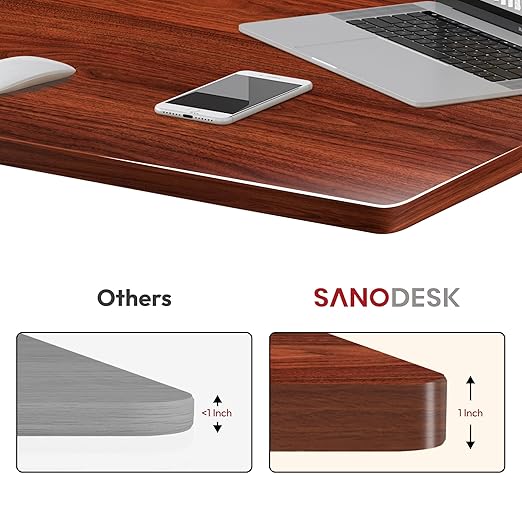 SANODESK Universal Tabletop 40x24x1 Thickness One-Piece Table Top Rectangular Particle Board for Standing Desk and Home Office Countertop DIYMahogany Desk Top