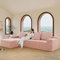 104'' Corduroy Boneless Couch for Living Room Modular Cloud Sectional Couches with Deep Seat Comfy Fluffy Sofas with L-Shaped ChaiseNo Assembly Required2PC Free Combination (Pink)