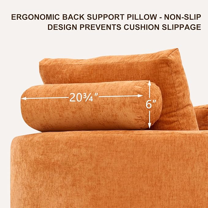 Furnimart 40 Oversized Barrel Accent Chair Set of 2 360° Swivel Round Upholstered Sofa Chenille High-Resilience Sponge No Assembly Wide Seat for Living Room Bedroom Apartment (Orange)