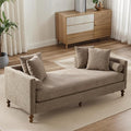 Mlmh &amp Kngwa 75 Upholstered Oversized Chaise Lounge Chair Indoor with Armrests &amp 6 Pillows &amp Solid Wood Legs for Bedroom Living Room ChenilleTaupe