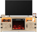 Furmax LED Entertainment Center with Fireplace Fireplace TV Stand with Storage Cabinets and 2 Open Shelves Modern Media TV Console for Living Room (Light Oak)