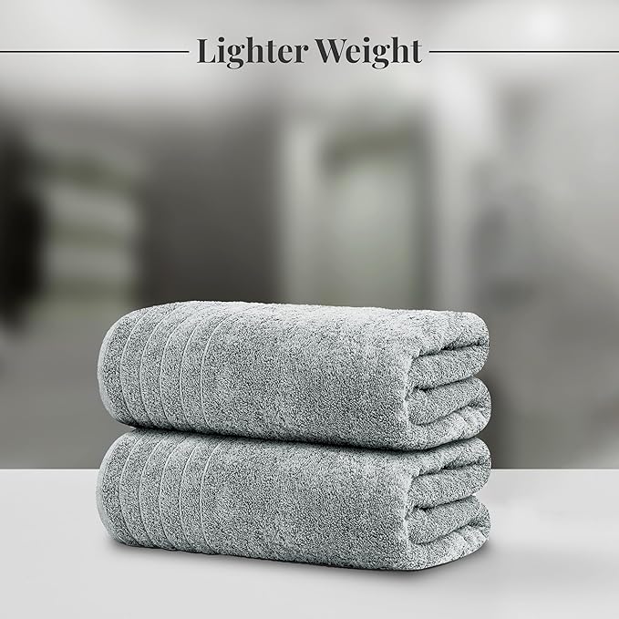 Tens Towels Pack of 2 Extra Large Bath Sheets 35 x 70 Inches 100% Cotton Larger &amp Lighter Weight Quicker to Dry Super Soft &amp Absorbent Oversized Bath Towels Cool Grey